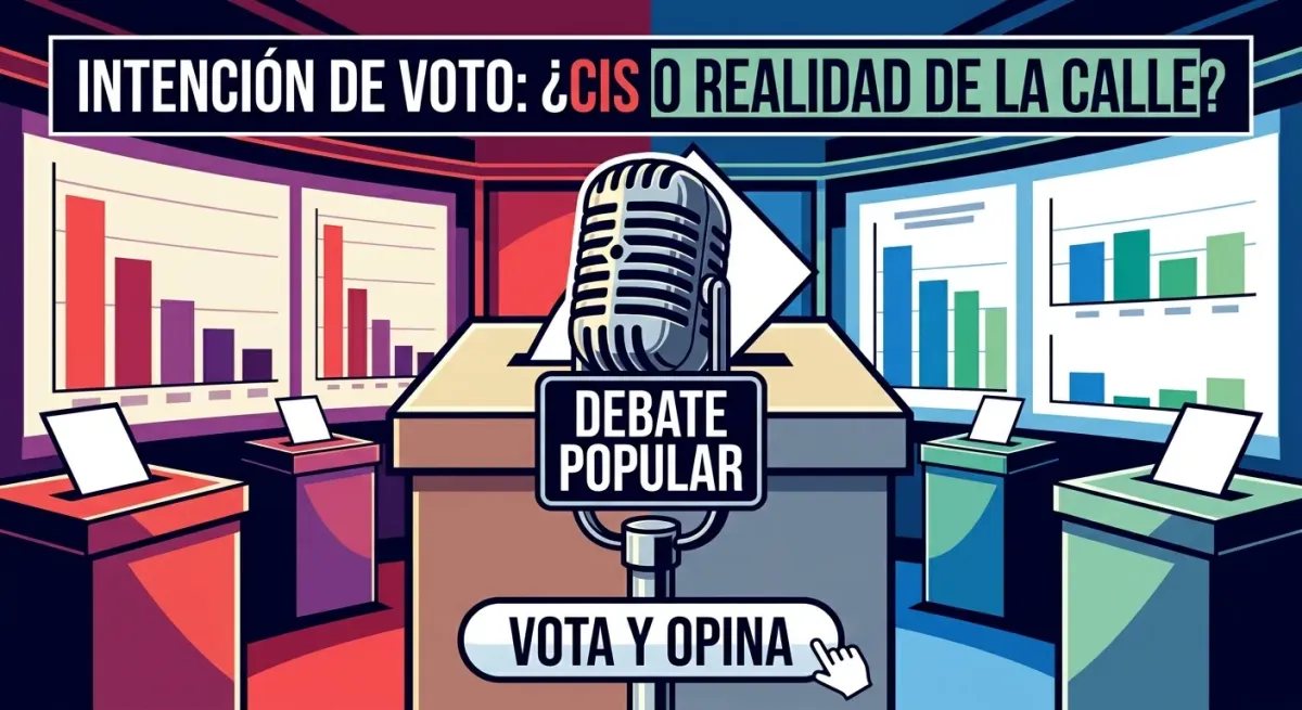 Portada de Debate Popular con ilustración editorial sobre el análisis de las encuestas electorales y la intención de voto.