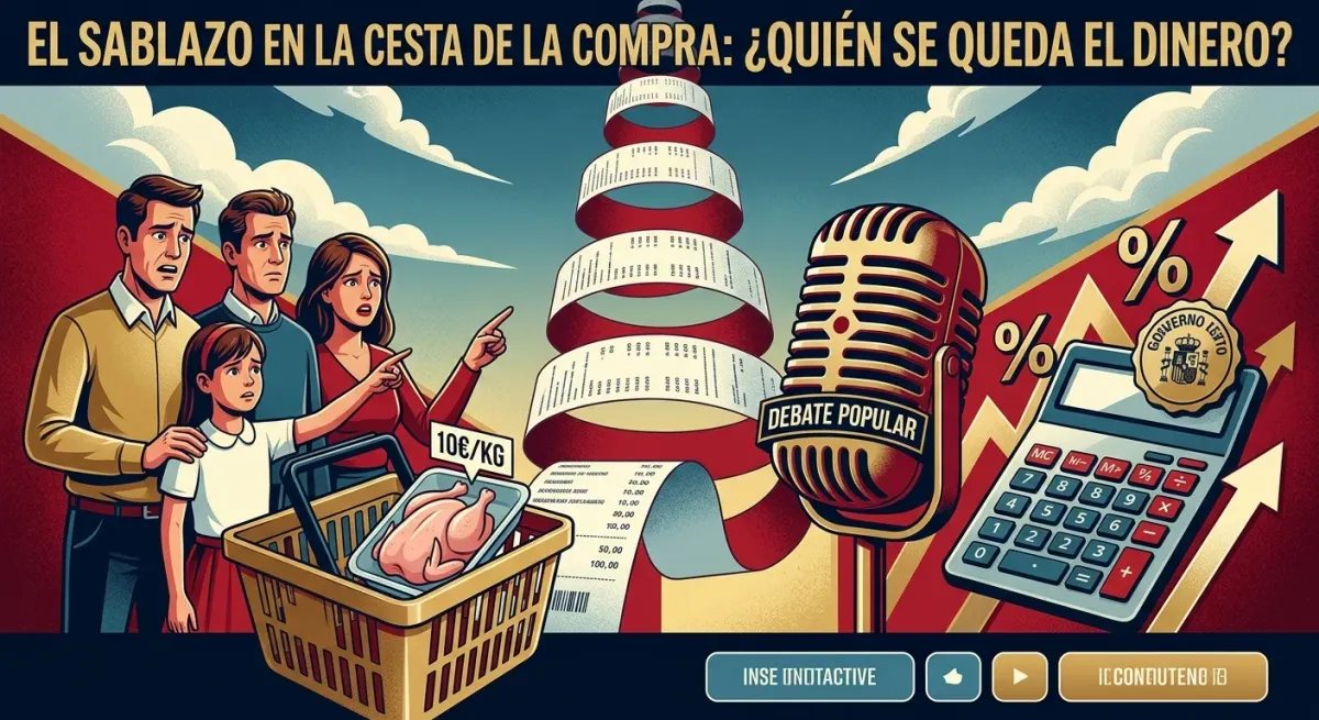 Portada de Debate Popular con ilustración editorial sobre el impacto de la inflación alimentaria y el coste de la cesta de la compra.