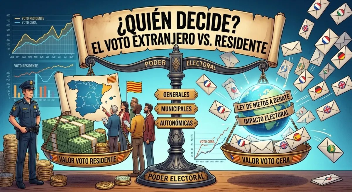 Comparativa gráfica entre el valor del voto residente y el voto CERA, analizando el impacto electoral de la Ley de Nietos.