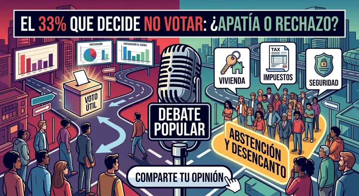Infografía de Debate Popular explicando las razones de la abstención electoral en España.