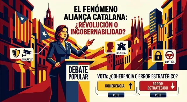 Portada de Debate Popular con ilustración editorial sobre el fenómeno de Aliança Catalana y Sílvia Orriols.