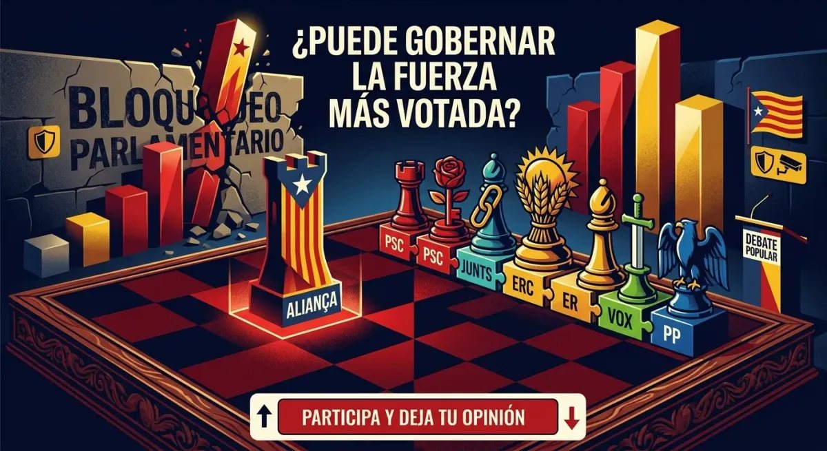 Ilustración conceptual de la aritmética del Parlament de Cataluña y el cordón sanitario ante el ascenso electoral.