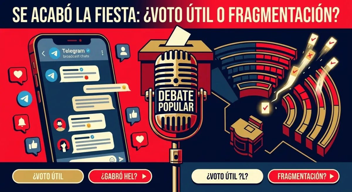 Portada de Debate Popular con ilustración editorial sobre el impacto electoral de Se Acabó La Fiesta y Alvise Pérez en España